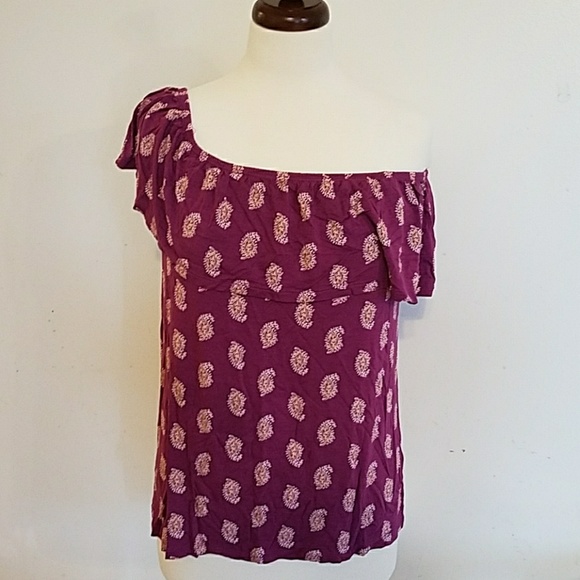 Purple Paisley Off Shoulder & Scoop Neck Top - Picture 5 of 5